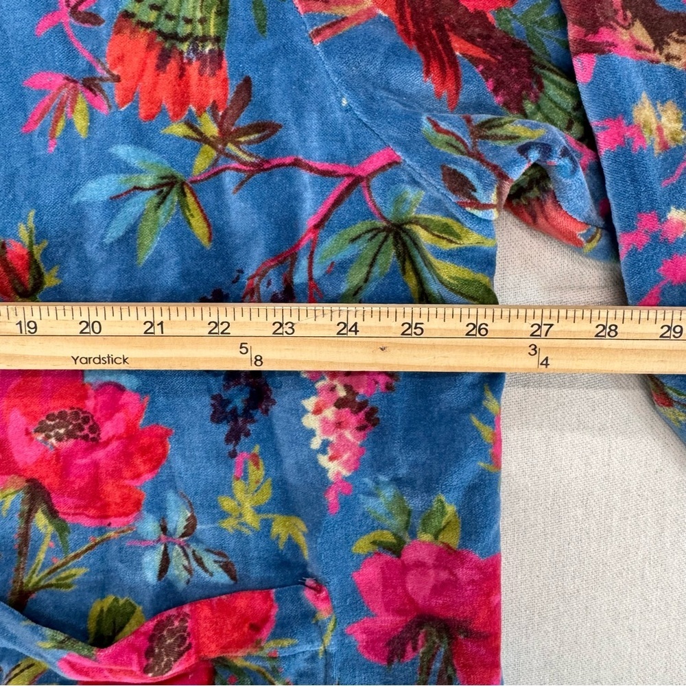 Vikolino Velvet Luxury Jacket Coat Blue Bird Printed Long Jacket Bohemian Coat - Picture 10 of 16